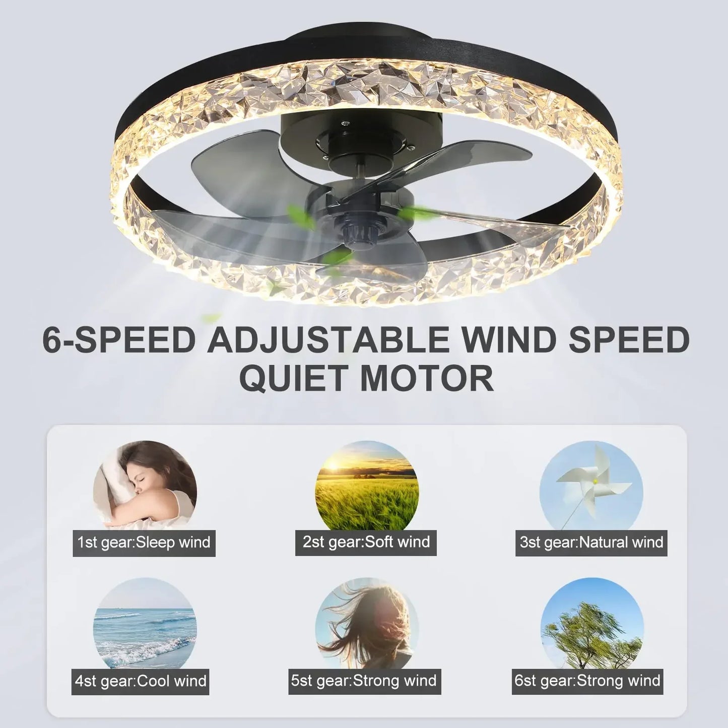 AerisGlow – Crystal LED Ceiling Fan