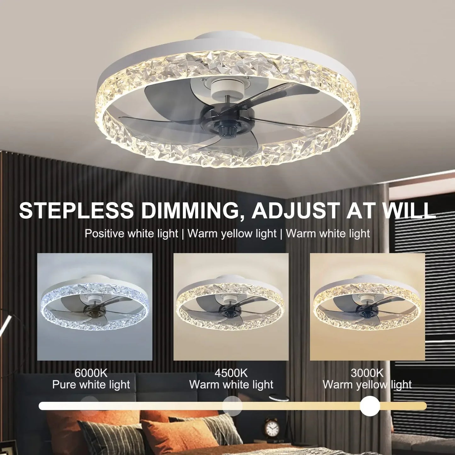 AerisGlow – Crystal LED Ceiling Fan